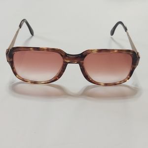 Metzler NWOT Ladies Tortoise Square Frame Gold Sides With Blush Lens Sunglasses